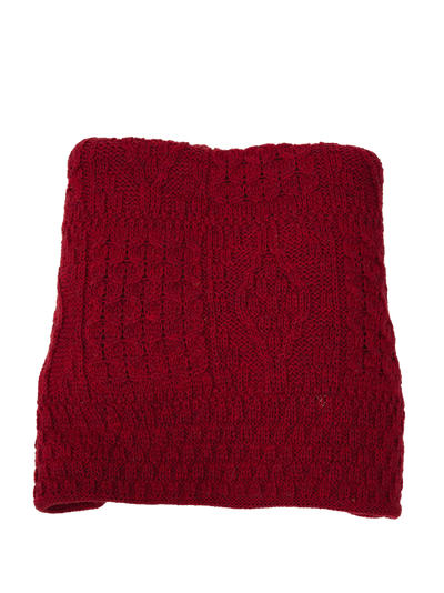 100% Pure Wool Knitted Throw Claret