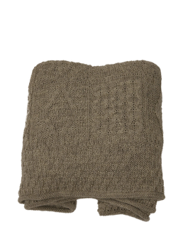 100% Pure Wool Knitted Throw Dark Oatmeal