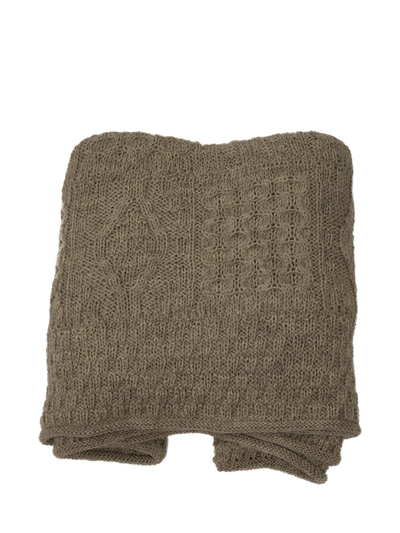 100% Pure Wool Knitted Throw Dark Oatmeal