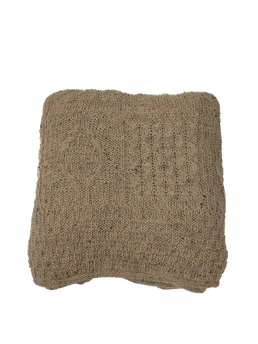 100% Pure Wool Knitted Throw Light Oatmeal