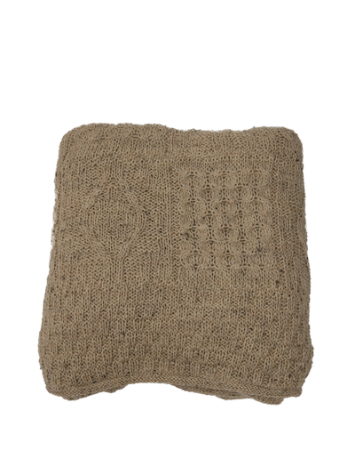 100% Pure Wool Knitted Throw Light Oatmeal