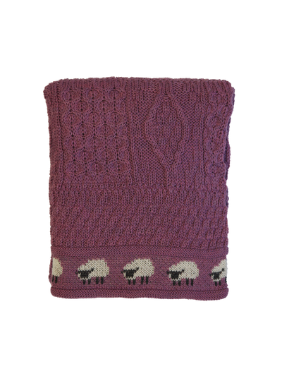 100% Pure Wool Knitted Throw Sheep