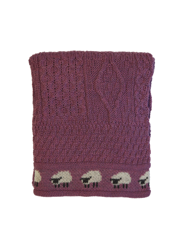 100% Pure Wool Knitted Throw - Sheep (Lupin)