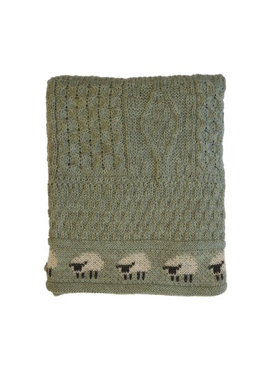 100% Pure Wool Knitted Throw Sheep