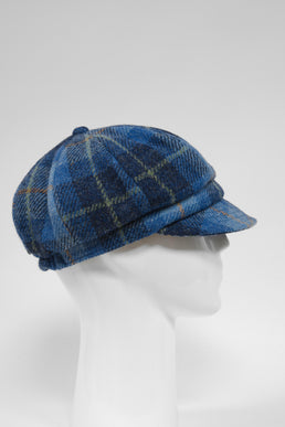 Harris Tweed Baker Boy Hat Blue Pastels