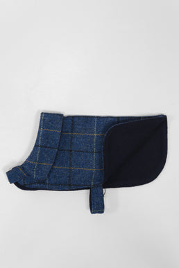 Harris Tweed Cosy Dog Coat Navy Windowpane Prices From