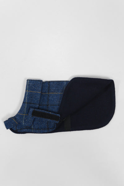 Harris Tweed Cosy Dog Coat Navy Windowpane Prices From