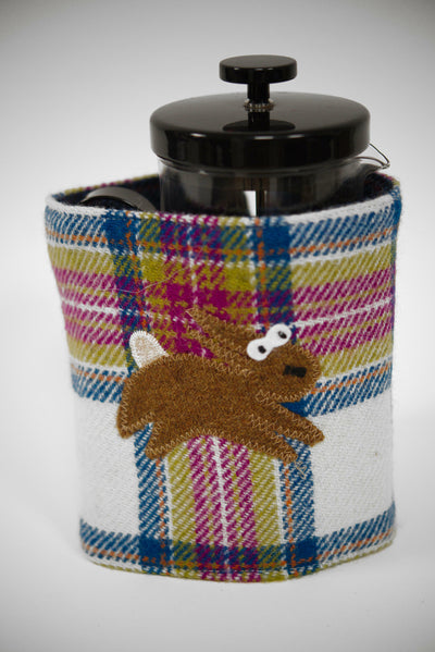 Harris Tweed Cafetiere Cosy Pink Turquoise Check (Rabbit)
