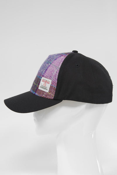 Harris Tweed Baseball Cap Lilac Purple Check (GA)