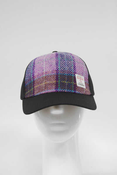 Harris Tweed Baseball Cap Lilac Purple Check (GA)
