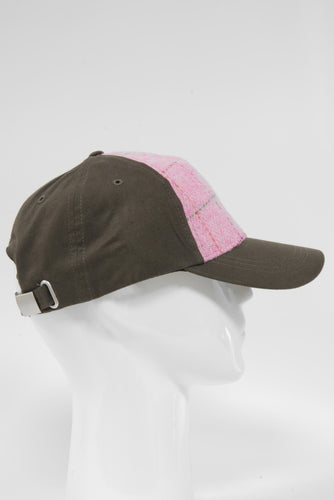 Harris Tweed Baseball Cap - Pink With Overcheck (GA)