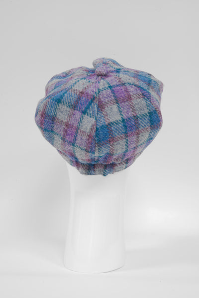Harris Tweed Baker Boy Hat Grey/Purple Multi (GA)