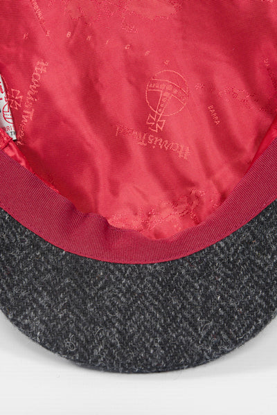 Harris Tweed Flat Cap Dark Charcoal Herringbone (PJ)