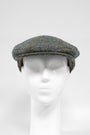 Harris Tweed Flat Cap Green Herringbone With Overcheck