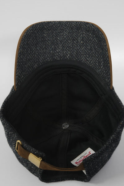 Harris Tweed Baseball Cap Dark Charcoal Herringbone (HH)