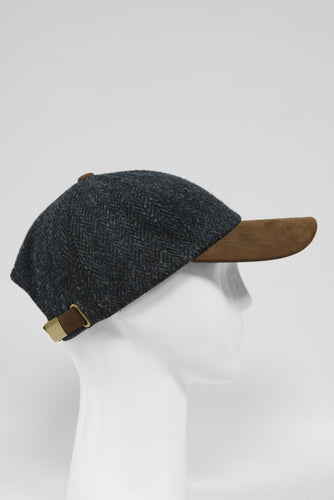 Harris Tweed Baseball Cap - Dark Charcoal Herringbone (HH)