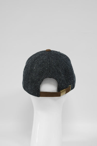 Harris Tweed Baseball Cap Dark Charcoal Herringbone (HH)