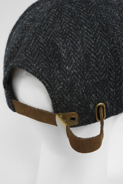 Harris Tweed Baseball Cap Dark Charcoal Herringbone (HH)