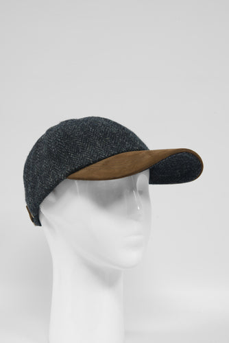 Harris Tweed Baseball Cap - Dark Charcoal Herringbone (HH)