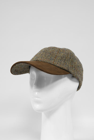 Harris Tweed Baseball Cap Brown/Green Mix Herringbone (HH)