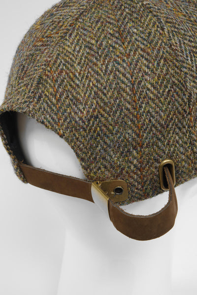 Harris Tweed Baseball Cap Brown/Green Mix Herringbone (HH)