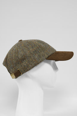 Harris Tweed Baseball Cap Brown/Green Mix Herringbone (HH)