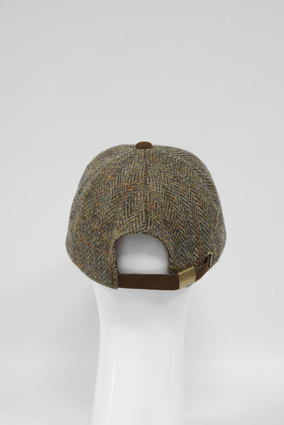Harris Tweed Baseball Cap Brown/Green Mix Herringbone (HH)