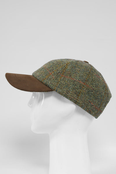Harris Tweed Baseball Cap Sage/Wine/Gold (HH)