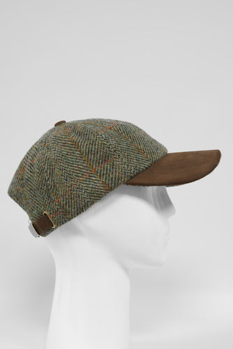 Harris Tweed Baseball Cap - Sage/Wine/Gold (HH)