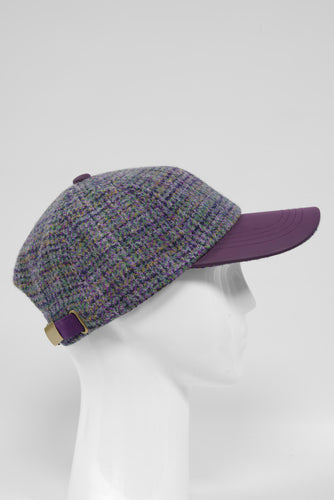 Harris Tweed Baseball Cap - Thistle (Purple Brim) (HH)