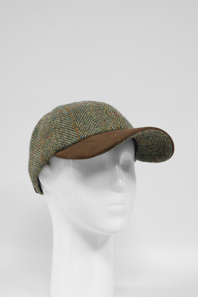 Harris Tweed Baseball Cap Sage/Wine/Gold (HH)
