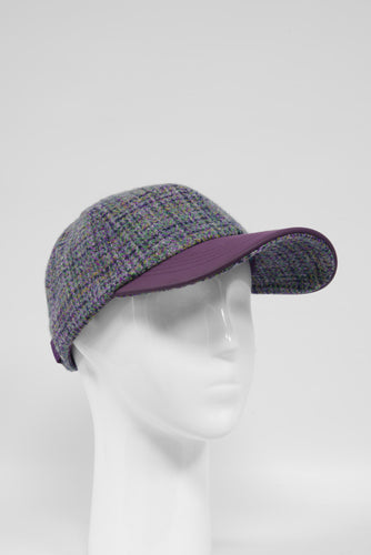 Harris Tweed Baseball Cap - Thistle (Purple Brim) (HH)