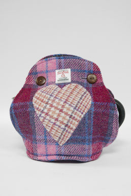 Harris Tweed Tea Cosy Lilac Pink Check Heart (Green HB)