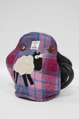 Harris Tweed Tea Cosy Lilac Pink Check Sheep (Right)