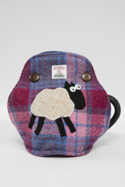 Harris Tweed Tea Cosy - Lilac Pink Check Sheep (Right)