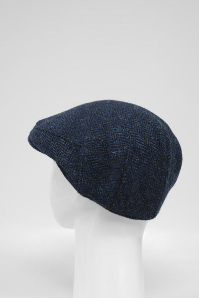 Harris Tweed Flat Cap Navy Herringbone (HW)
