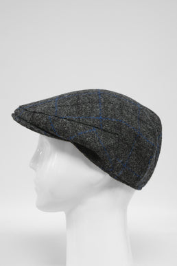 Harris Tweed Flat Cap Grey Windowpane (HW)