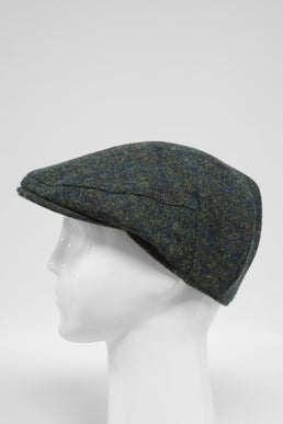 Harris Tweed Flat Cap Green Mix Windowpane (HW)