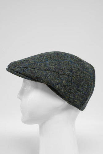 Harris Tweed Flat Cap - Green Mix Windowpane (HW)