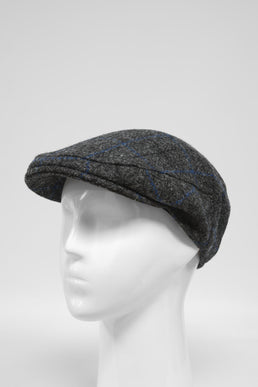 Harris Tweed Flat Cap Grey Windowpane (HW)