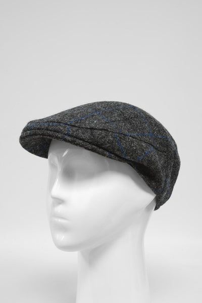 Harris Tweed Flat Cap Grey Windowpane (HW)