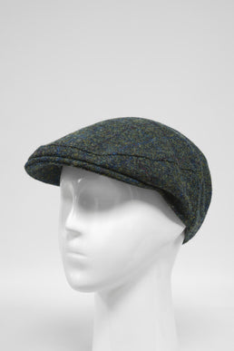 Harris Tweed Flat Cap Green Mix Windowpane (HW)