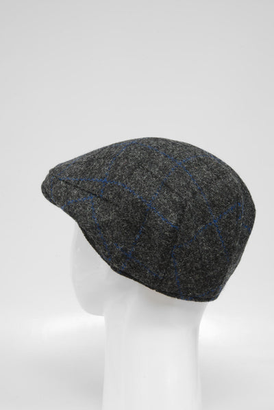 Harris Tweed Flat Cap Grey Windowpane (HW)