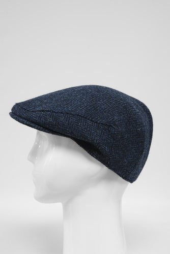 Harris Tweed Flat Cap - Navy Herringbone (HW)