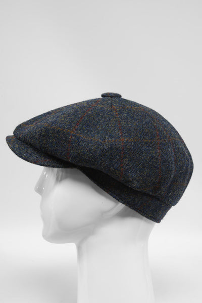 Harris Tweed 8 Piece Flat Cap Blue Multi