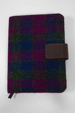Harris Tweed Address Book Purple Navy Check