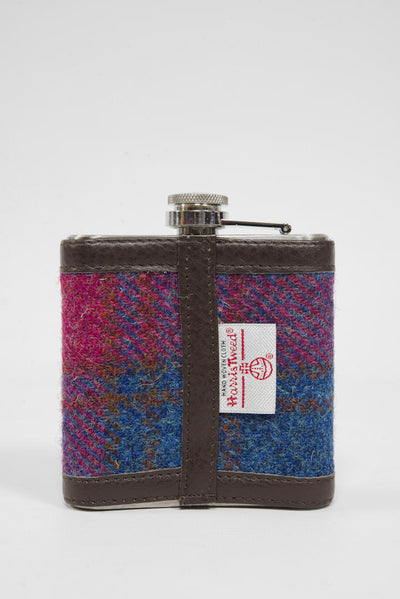 Harris Tweed Hip Flask A0195 (Brown Leather)