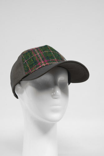 Harris Tweed Baseball Cap - Green/Plum Check (GA)