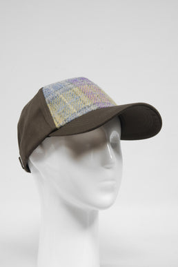 Harris Tweed Baseball Cap Muted Lilac/Green Check (GA)
