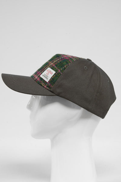 Harris Tweed Baseball Cap Green/Plum Check (GA)